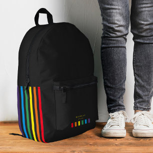 Sac À Dos Imprimé Élégant Monogramme Arc-en-ciel rayures