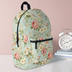 Sac À Dos Imprimé Élégant Monogramme de filles florales botaniques