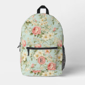 Sac À Dos Imprimé Élégant Monogramme de filles florales botaniques (Recto)