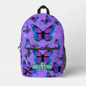 Sac À Dos Imprimé Élégant monogramme de papillons à parties scintill (Recto)