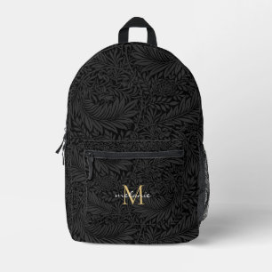 Sac À Dos Imprimé Élégant Monogramme Floral Or Noir