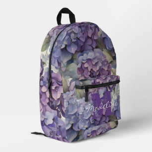 Sac À Dos Imprimé Élégant monogramme floral violet poussiéreux