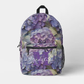 Sac À Dos Imprimé Élégant monogramme floral violet poussiéreux (Recto)