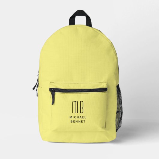 Sac À Dos Imprimé Élégant monogramme jaune (Recto)