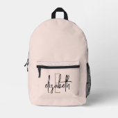 Sac À Dos Imprimé Élégant Monogramme rose fille Retour à l'école (Recto)