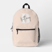 Sac À Dos Imprimé Élégant Monogramme rose pâle moderne (Recto)