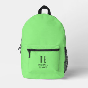 Sac À Dos Imprimé Élégant Monogramme Vert