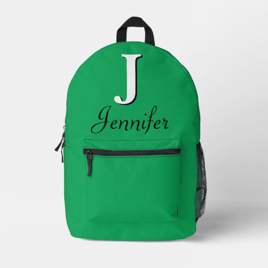 Sac À Dos Imprimé Élégant Monogramme vert moderne (Recto)
