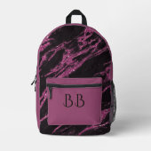 Sac À Dos Imprimé Élégant Noir & Violet Parties scintillant Initiale (Recto)