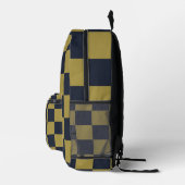 Sac À Dos Imprimé Elégant or et bleu marine À damiers Motif (Droite)