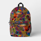 Sac À Dos Imprimé Elégant or rouge holographique géométrique (Recto)