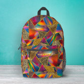 Sac À Dos Imprimé Elégant or rouge holographique géométrique