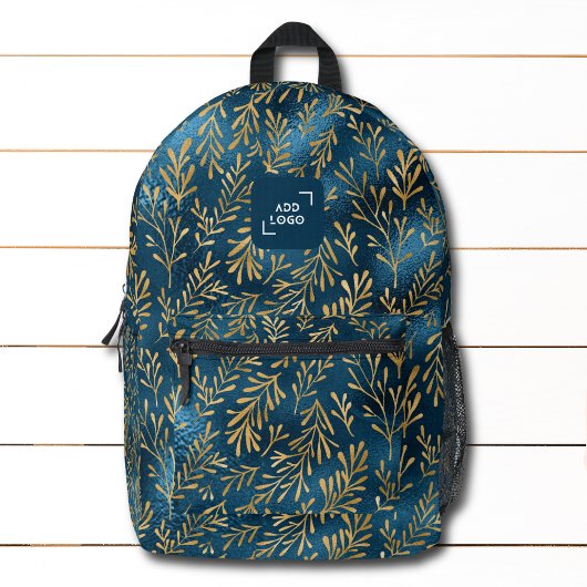 Sac À Dos Imprimé Élégant or Tropical Floral Logo Entreprise