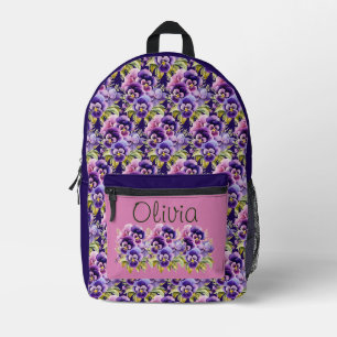 Sac À Dos Imprimé Élégant Pansy Violet Floral