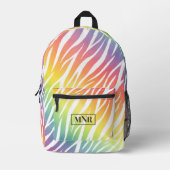 Sac À Dos Imprimé Elegant Pastel Rainbow Zebra Imprimer Ajouter Mono (Recto)
