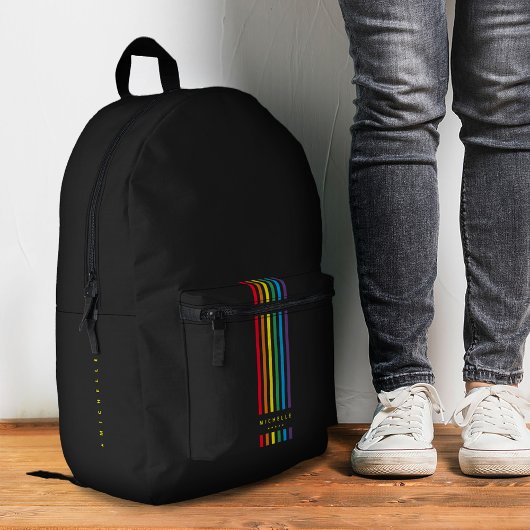 Sac À Dos Imprimé Élégant Rainbow Pride rayures Monogramme