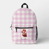 Sac À Dos Imprimé Elégant rose blanc plaid flamingo personnalisation (Recto)