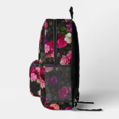 Sac À Dos Imprimé Élégant rose fleurs noir monogramme (Droite)
