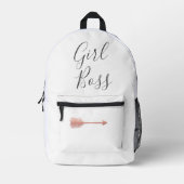 Sac À Dos Imprimé Élégant Script Girl Boss flèche rose (Recto)