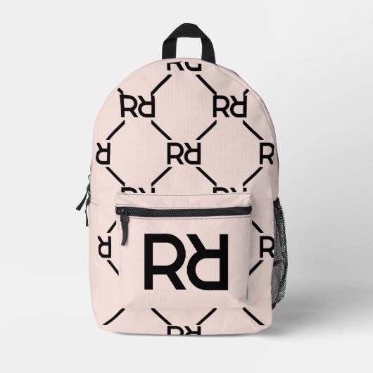 Sac À Dos Imprimé Élégante Monogramme rose de retour à l'école (Recto)