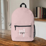 Sac À Dos Imprimé Élégante Monogramme rose de retour à l'école<br><div class="desc">Préparez-vous pour l'année scolaire avec le sac à dos imprimé Stylish Pink Monogram's Back to School. Ce sac à dos rose vif présente un design monogramme tendance qui ajoute une touche personnelle. Conçu à partir de matériaux durables, il a beaucoup de place pour les livres, les carnets et tous les...</div>