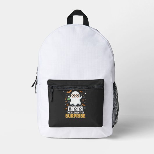 Sac À Dos Imprimé Élément de surprise de fantôme de design Halloween (Recto)