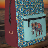 Sac À Dos Imprimé Eléphant et profonde Aqua Red Mandalas n Initiales