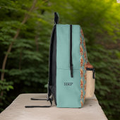 Sac À Dos Imprimé Eléphant Sage Turquoise Peach Floral Monogramme