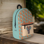 Sac À Dos Imprimé Eléphant Sage Turquoise Peach Floral Monogramme
