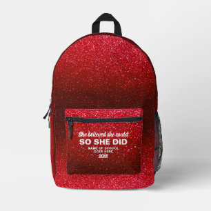 Sac À Dos Imprimé Elle a cru qu'elle pouvait Paillettes de Rouge Noi