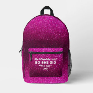 Sac À Dos Imprimé Elle a cru qu'elle pouvait Paillettes Rose Chaud