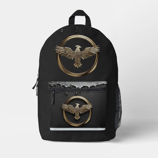 Sac À Dos Imprimé Emblème d'aigle doré aux ailes déployées (Recto)
