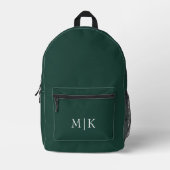 Sac À Dos Imprimé Emerald Green et White | Monogramme moderne (Recto)