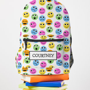 Sac À Dos Imprimé Emojis Personnalisé Visages Colorés