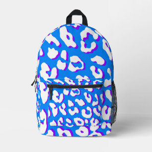 Sac À Dos Imprimé Empreinte de léopard blanc bleu pourpre