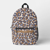 Sac À Dos Imprimé Empreinte de léopard-bleu et Brown (Recto)