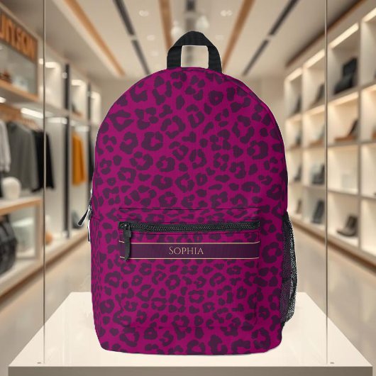 Sac À Dos Imprimé Empreinte de léopard-Magenta