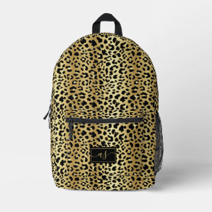Sac À Dos Imprimé Empreinte de léopard noir Métallic Gold Foil