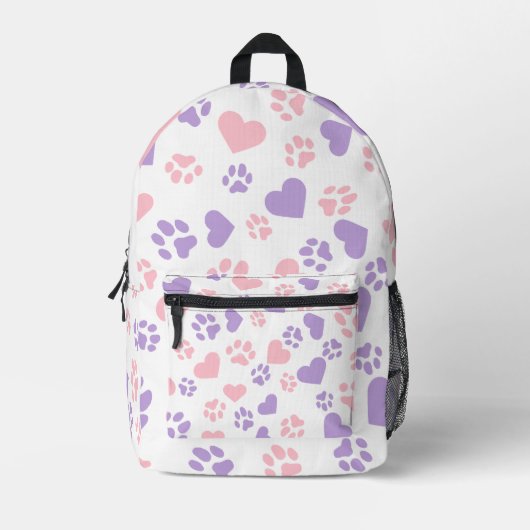 Sac À Dos Imprimé Empreinte de patte de chat Coeur Rose & Lavender (Recto)
