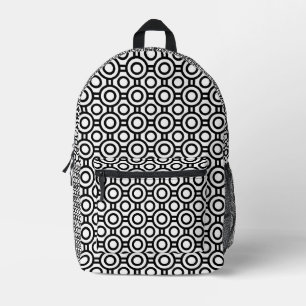 Sac à dos imprimé en noir et blanc géométrique pou