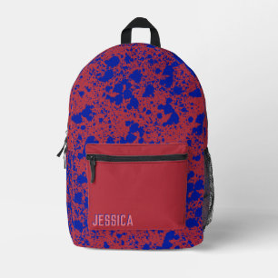 Sac À Dos Imprimé Encre bleue sur rouge simple moderne