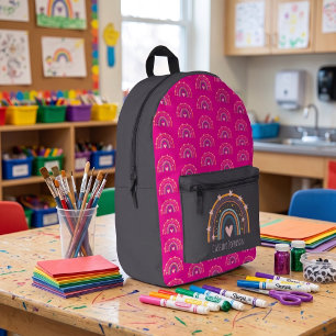 Sac À Dos Imprimé Enfants arc-en-ciel au charbon et rose