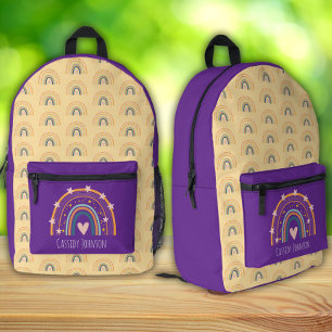Sac À Dos Imprimé Enfants arc-en-ciel violet et jaune pastel