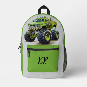 Sac À Dos Imprimé Enfants Green Monster Camion Orange Flames Initial