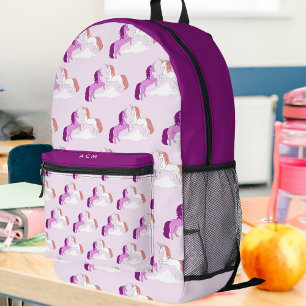 Sac À Dos Imprimé Enfants mignonne Unicornes Monogramme