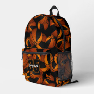 Sac À Dos Imprimé Enfants noir orange équipe couleurs basketballs mo