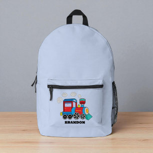 Sac À Dos Imprimé Enfants Train Boys Blue Custom Name