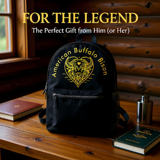 Sac À Dos Imprimé Engraved Bison Buffalo Head in Circular Design