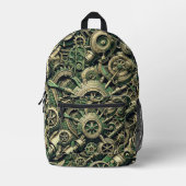 Sac À Dos Imprimé Engrenages industriels verts Steampunk (Recto)