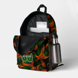 Sac À Dos Imprimé Équipe de basket-ball noir vert couleurs nom du jo